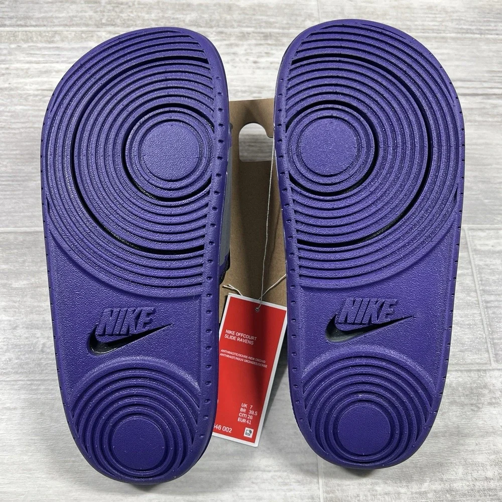 Nike Men's Size 8 Baltimore Ravens Slides Offcourt Slide Black/Purple DD0546-002